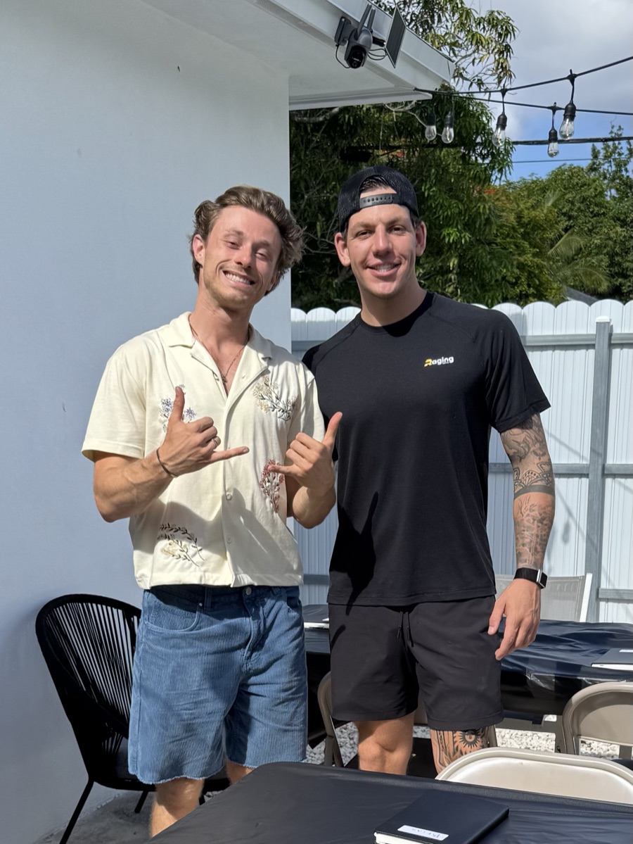 Alex Evans and Vinny Moulton at the Miami Founders Backyard BBQ